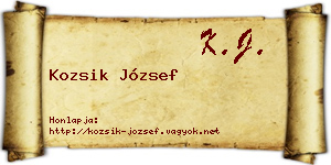 Kozsik József névjegykártya