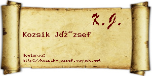 Kozsik József névjegykártya